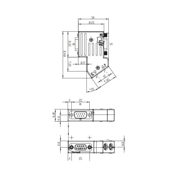 Profibus Bus plug with switchable terminal resistance, 0CE101